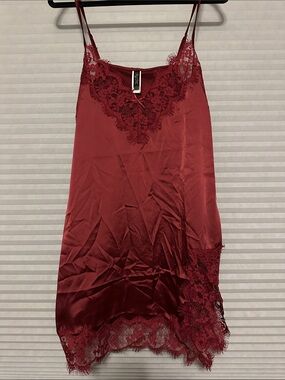City Chic Wine Satin Lace Slip